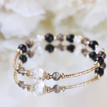 白水晶 黑曜石 茶晶 黑瑪瑙。巴黎小夜曲。健康避邪 水晶手鍊