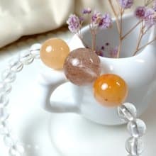 手鍊 珠串設計 紅髮晶+兔毛晶+白水晶