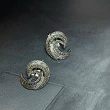 vintage jewelry  古董銀製漩渦 夾式耳環