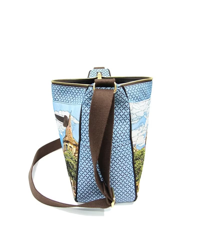 斜背包 貓耳 / 防潑水 平織緹花 復古汽車