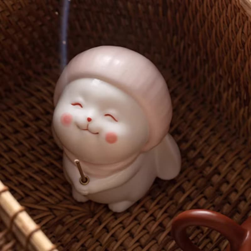 【聖誕節禮物】陶瓷祈福萌兔香插+花調天然線香 香立座 朋友禮物