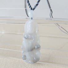 本命年【吉祥如意】冰烏雞觀音翡翠絲光編織項鍊*SA15*招財、吉祥