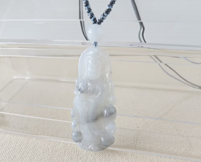 本命年【吉祥如意】冰烏雞觀音翡翠絲光編織項鍊*SA15*招財、吉祥