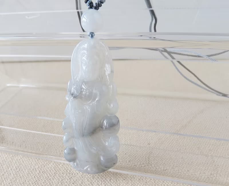 本命年【吉祥如意】冰烏雞觀音翡翠絲光編織項鍊*SA15*招財、吉祥