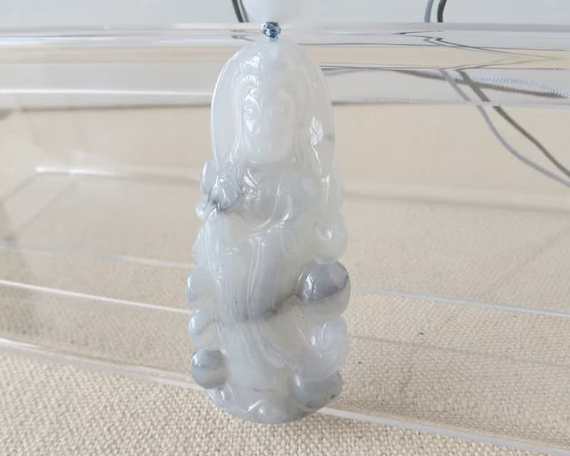 本命年【吉祥如意】冰烏雞觀音翡翠絲光編織項鍊*SA15*招財、吉祥