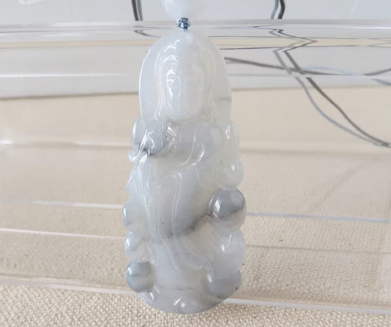 本命年【吉祥如意】冰烏雞觀音翡翠絲光編織項鍊*SA15*招財、吉祥