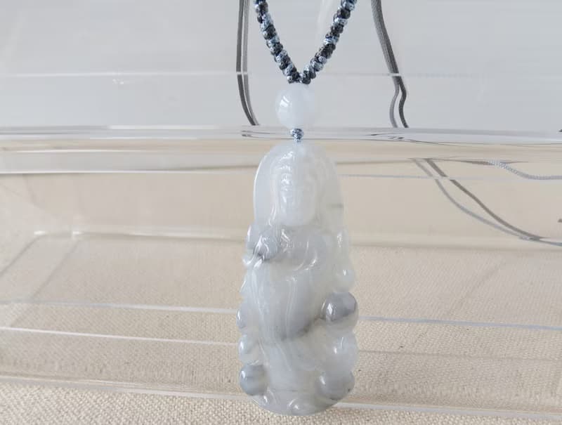 本命年【吉祥如意】冰烏雞觀音翡翠絲光編織項鍊*SA15*招財、吉祥