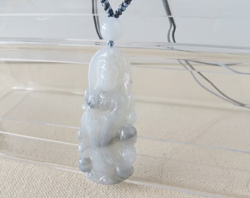 本命年【吉祥如意】冰烏雞觀音翡翠絲光編織項鍊*SA15*招財、吉祥