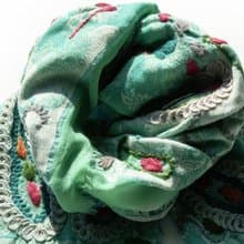 喀什米爾Cashmere/水煮羊毛披肩/針織圍巾/刺繡圍巾/羊絨披巾-花