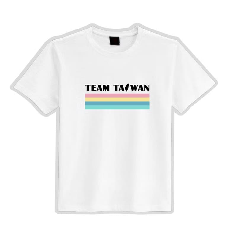 TEAM TAIWAN 彩虹 彩色 衣服 T恤 白T 童裝 純棉 吸濕排汗 涼感衣