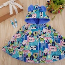 日本厚棉可愛動物臉藍色系~雙面穿披風 斗篷多功能使用