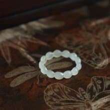 天然晴水和田玉戒指麻花指環指圈做工精細冰底晴水玉玉石戒指18mm