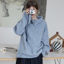 私藏浪漫 復古V領綿羊毛慵懶毛衣