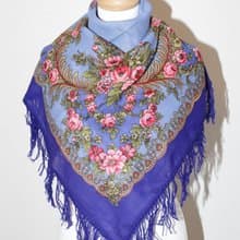 Authentic Pavlovo Posad Russian Shawl Scarf Soft 100% Wool 89x89 cm 1264-14