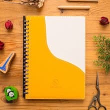 A5 抽取式仿皮革活頁筆記本-大河彎彎。甜橙黃