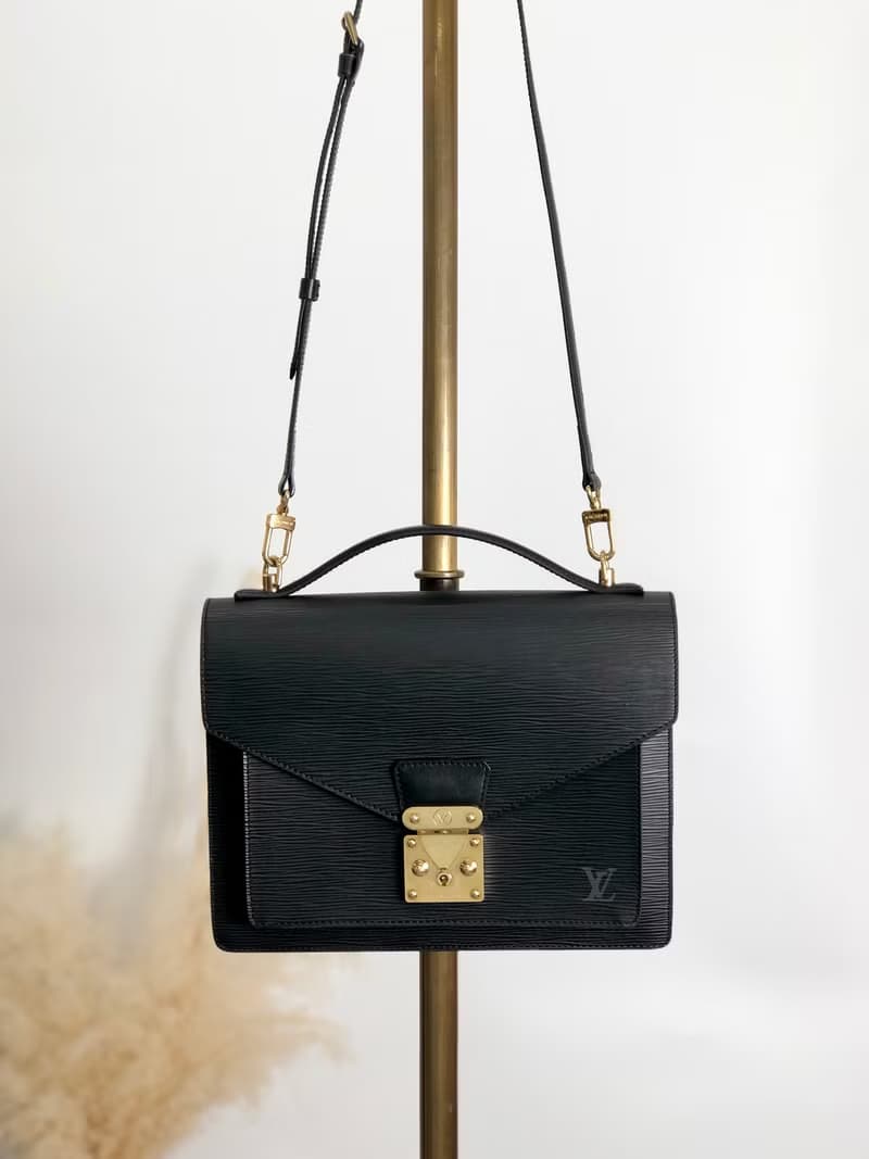 【 日本直送　名牌中古包 】LOUIS VUITTON ルイヴィトン エピ ショルダーバッグ ブラック モンソー レザー M52122 2way kfzbc7
