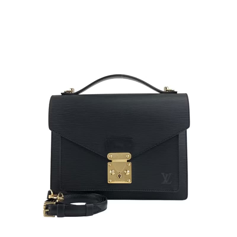 【 日本直送　名牌中古包 】LOUIS VUITTON ルイヴィトン エピ ショルダーバッグ ブラック モンソー レザー M52122 2way kfzbc7