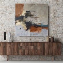Painting abstract cream brown tan| Abstract painting gray beige |Orange Flight 2