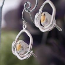 コマドリ 鳥 ピアス イヤリング 片耳