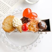 hair clip, hair accessory, fake sweets,choco,fake food, food sample, present,swe