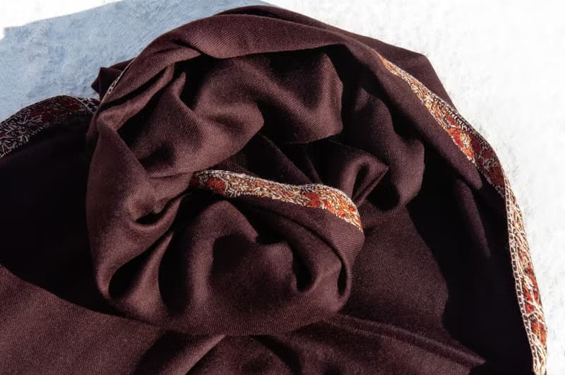 喀什米爾Cashmere 刺繡羊絨圍巾 純羊毛圍巾披巾 戒指絨披肩-花朵