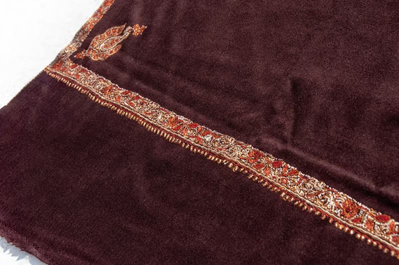 喀什米爾Cashmere 刺繡羊絨圍巾 純羊毛圍巾披巾 戒指絨披肩-花朵