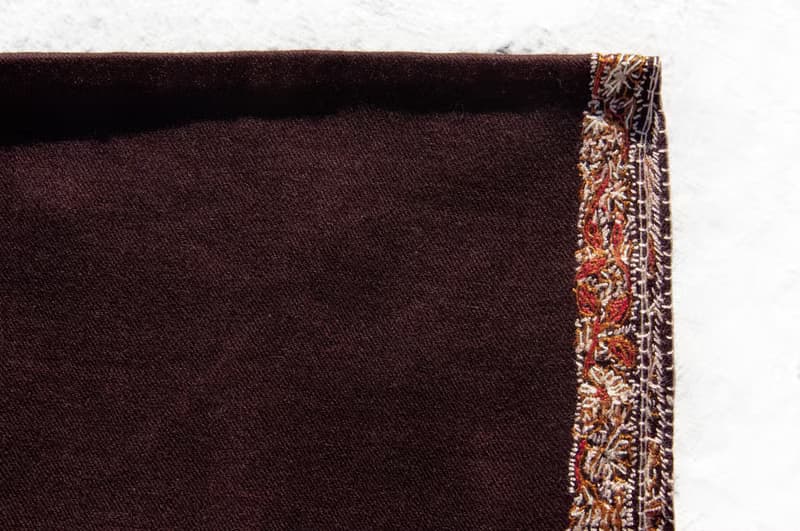 喀什米爾Cashmere 刺繡羊絨圍巾 純羊毛圍巾披巾 戒指絨披肩-花朵