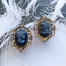 Vintage Jewelry 西洋古董飾品 CAMEO 優雅氣質 仕女 夾式耳環