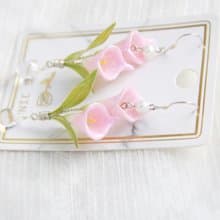 【粉色馬蹄蓮】手工原創耳飾銅線樹脂 優雅 耳環/耳夾飾品禮物