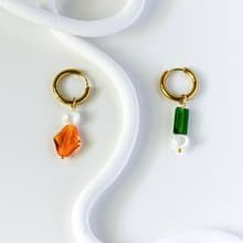 不對稱輕復古施家水晶耳環輕珠寶