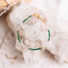 正能量 x 祖母綠 月光石 葡萄石 珍珠【綠牡丹 • 淡淡的愛】手鍊