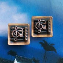 Vintage Jewelry 西洋古董飾品  Copper 音符 樂譜造型 夾式耳環