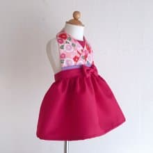 Kawaii Kimono Bib Dress(日本和服圍兜) - 椿 Pink - Wine