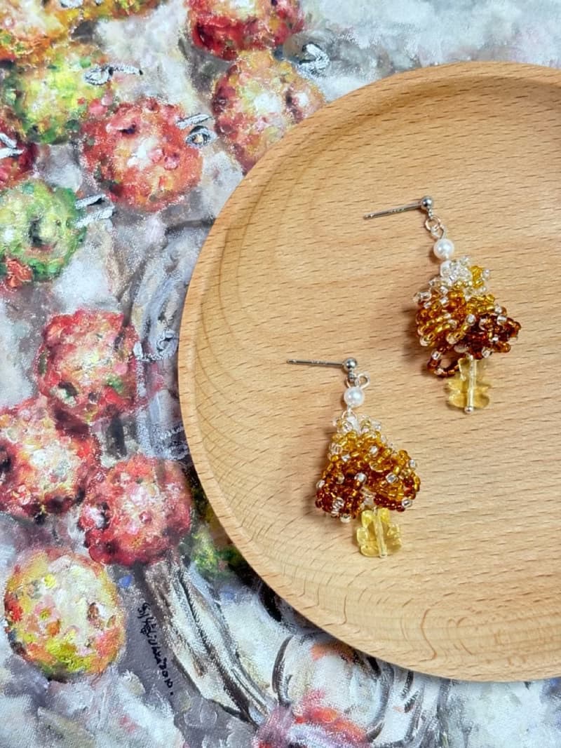 聖誕耳環 手作串珠耳環 聖誕樹 串珠耳飾
