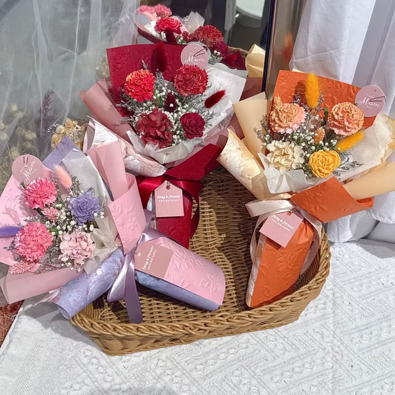 FengFlower 【康乃馨小花束】乾燥花/永生花/送禮/母親節