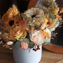 - 夏日香橙 - 永生開幕盆花 乾燥花 索拉花 新居禮 賀禮