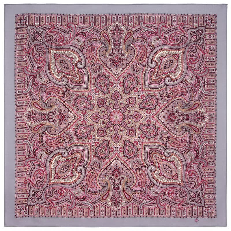 Original Pavlovo Posad Russian Shawl 100% Wool Woolen Scarf 125x125 cm 2044-3 N