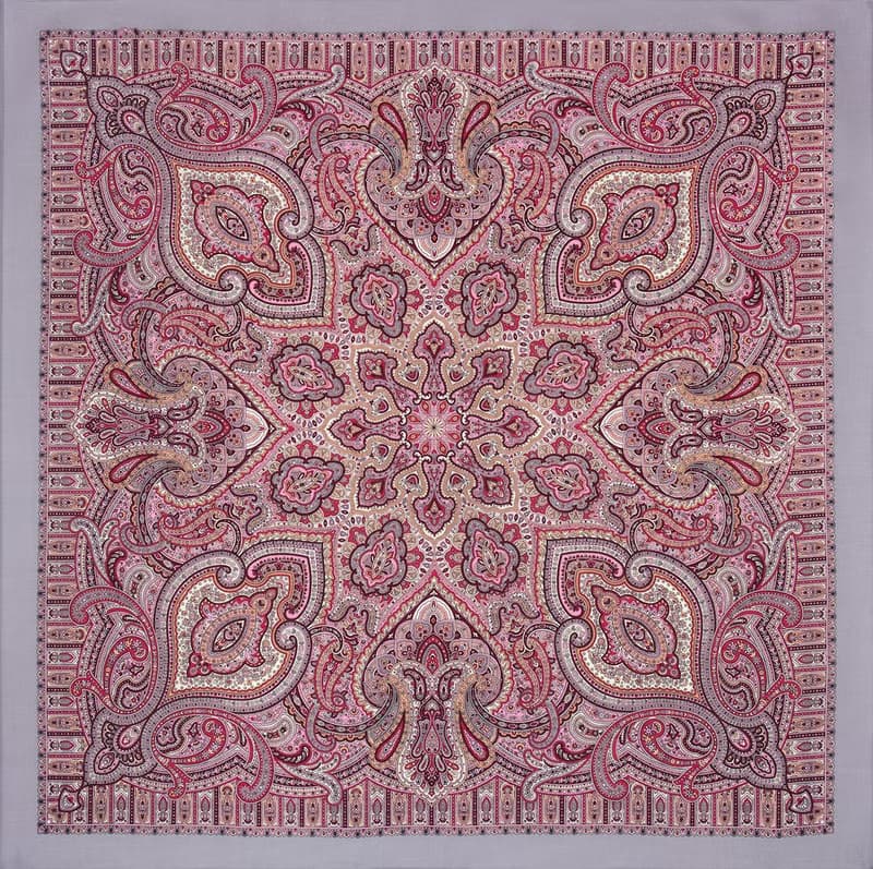 Original Pavlovo Posad Russian Shawl 100% Wool Woolen Scarf 125x125 cm 2044-3 N