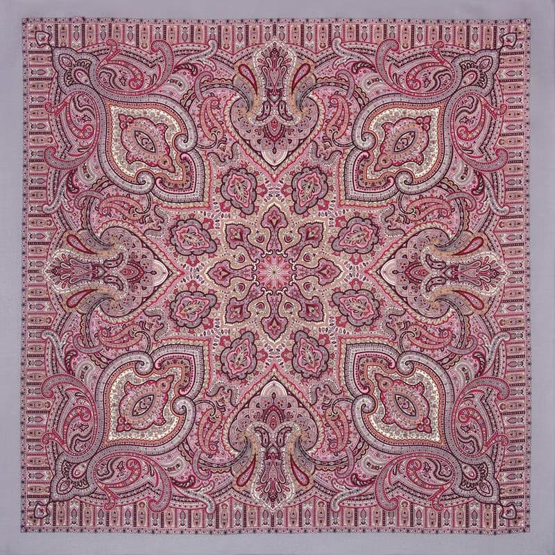 Original Pavlovo Posad Russian Shawl 100% Wool Woolen Scarf 125x125 cm 2044-3 N