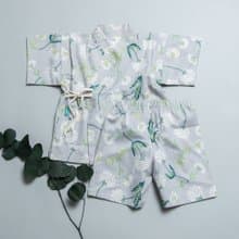 甚平和服-花58(灰) 花 睡衣 嬰兒 抓週 抓周 新生b