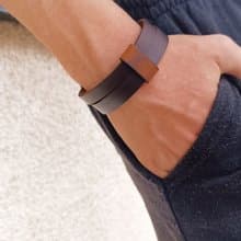 Unisex Dark Brown Choker Collar Leather Cuff, Elegant Stylish Men Wristband
