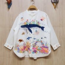 手繡裙 棉布 花卉 兔子 蘑菇 雲朵 彩虹