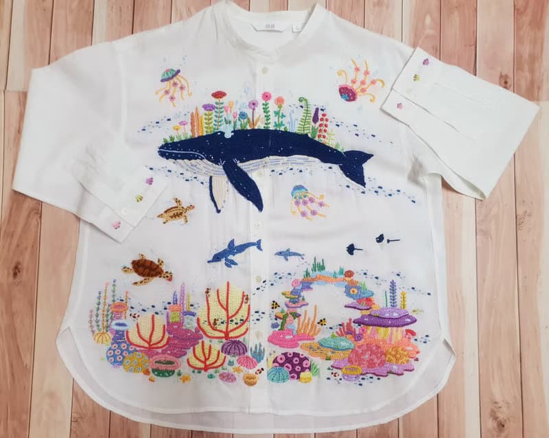 手繡裙 棉布 花卉 兔子 蘑菇 雲朵 彩虹