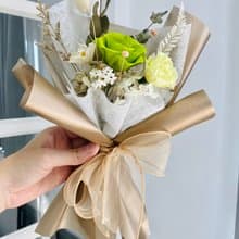 永生花束/不凋花束/乾燥花束/綠色玫瑰/日本大地農園花材 情人節