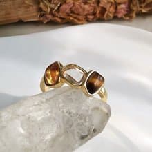 【虎眼石 白水晶 黃水晶】招財&事業穩定 戒指 | 925銀 天然水晶