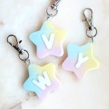 個人化 黃x藍x粉紅 星星字母鑰匙圈 自訂英文名字