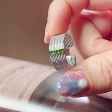 冰種老坑綠翡翠蛋面戒指 925銀 | 天然A貨翡翠 | 送禮