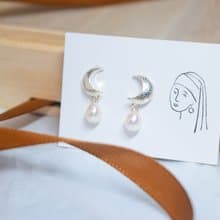 【浪漫月亮下】天然淡水珍珠 全925純銀耳環/耳夾 銀