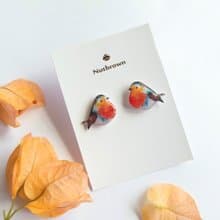 【動物們 No.001】-知更鳥 貼耳耳環/耳夾