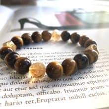 10MM男女款黃水晶X虎眼石混搭水晶手鍊 提升財運及正能量水晶手鏈